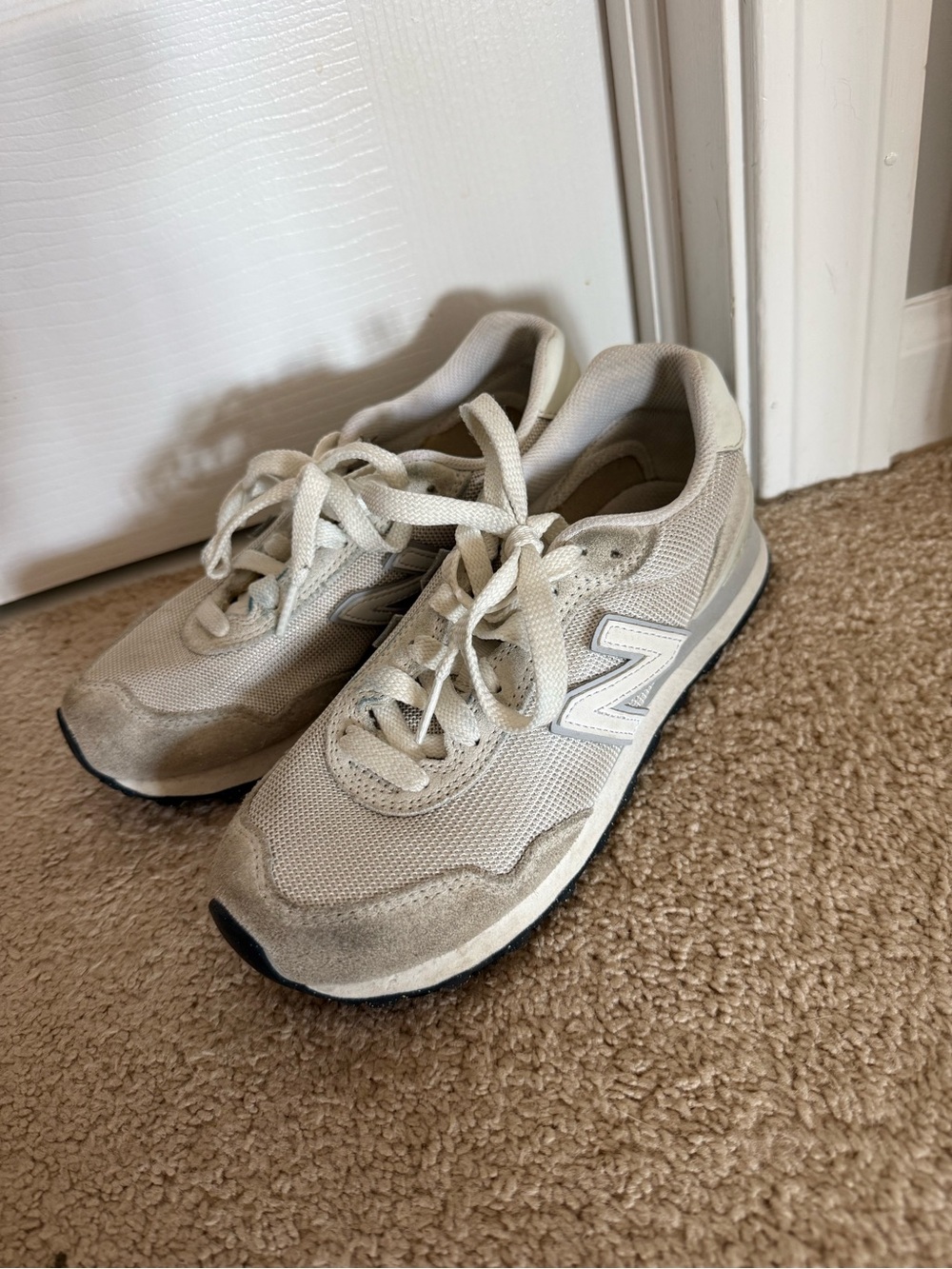 New Balance Women's Light Beige Mesh & Suede Sneakers